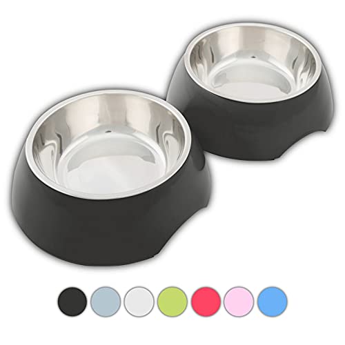 Comedero para perros y gatos prémium antideslizante de acero inoxidable, 2 x 800 ml por juego de comedero, comedero o comedero perfecto para perros y gatos pequeños, medianos y grandes, color negro