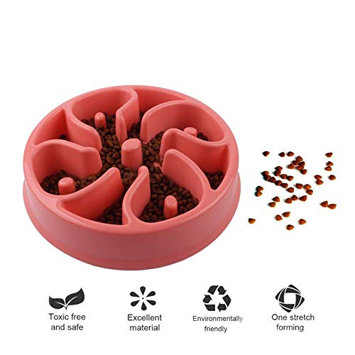 Comedero Perro Antivoracidad Comedero Perros Lento Gato Rompecabezas alimentadores Cuencos para Perros Antideslizantes Tazón de Comida para Perros Pink