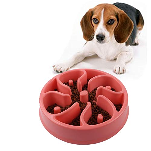Comedero Perro Antivoracidad Comedero Perros Lento Gato Rompecabezas alimentadores Cuencos para Perros Antideslizantes Tazón de Comida para Perros Pink