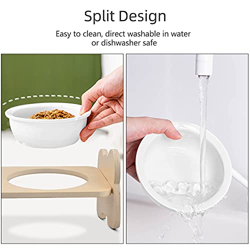 Comedero Perro Gato, 15 ° Inclinado Cuenco para Perro Bol para Gato Elevado Raised Dog Cat Pet Bowl, Antideslizante Bol Comida Perro Comedero Ceramica Mascotas con Soporte (Cuenco Individual)