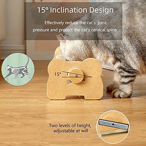 Comedero Perro Gato, 15 ° Inclinado Cuenco para Perro Bol para Gato Elevado Raised Dog Cat Pet Bowl, Antideslizante Bol Comida Perro Comedero Ceramica Mascotas con Soporte (Cuenco Individual)