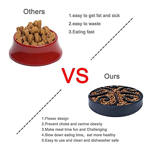 Comedero Perro Gato - Comedero de Perros para Ralentizar la Comida, Bowl Tazón de Fuente del Animal Doméstico Gato Alimentador del perro Lento Abajo Comiendo, Divertida Búsqueda de Alimento (Gris)