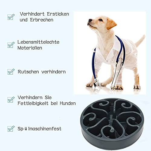 Comedero Perro Gato - Comedero de Perros para Ralentizar la Comida, Bowl Tazón de Fuente del Animal Doméstico Gato Alimentador del perro Lento Abajo Comiendo, Divertida Búsqueda de Alimento (Gris)