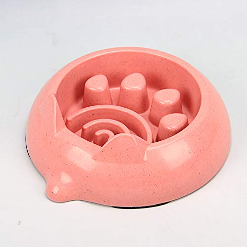 Comedero Perro Gato，Slow Food Antideslizante Bowl Resina Pet Food Bowl/Recipiente De Alimentación/ Tazón De Agua，Rosa Laberinto Forma De Pata Para Les Impide Comer En Exceso， Ayudan A La Digesti