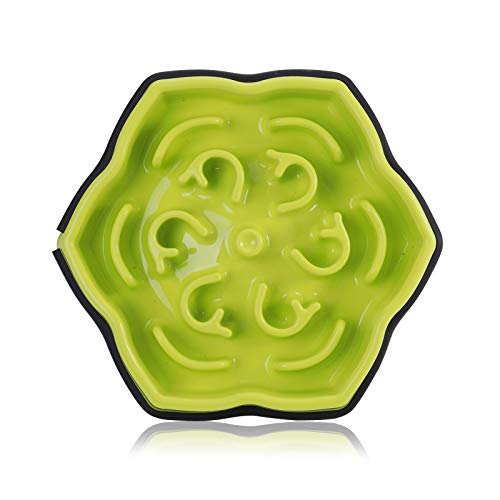 Comedero Perro Gato,Tazón del Doméstico Alimentador del Perro Lento Abajo Comiendo, Lento Abajo Comiendo, Antideslizante Alimentacion Comedero, Interactivo Bol para Perro de Mascota (Flor Verde)
