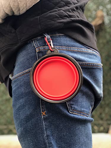 Comedero Plegable para Perros, Bowl para Alimentar Mascotas, Cuenco Plegable para Perros y Gatos, tazón Fuente alimentación para Perros, Bebedero portátil (Azul Marino)
