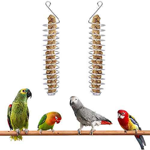 Comedero Porta Frutas Cesta De Comida para Loros Comedero De Fruta Colgante Cesta para Pájaros Juguete De Alimentación para Pájaros Comedero para Pienso para Pájaros Juguete Pájaro Cockatiel,2 Piezas