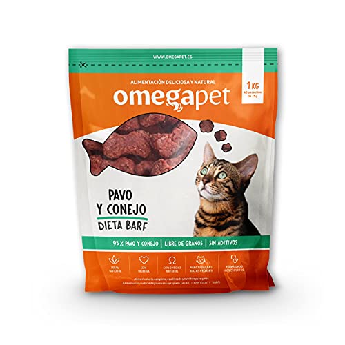 Comida para Gato Natural Barf - Pavo Y Conejo 5Kg (Pack 5 Bolsas de 1Kg c/u) - OMEGAPET