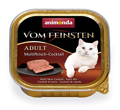 Comida para gatos animonda Vom Feinsten Adult, comida húmeda para gatos adultos, pack mixto con deliciosa variedad de carnes, 32 x 100 g