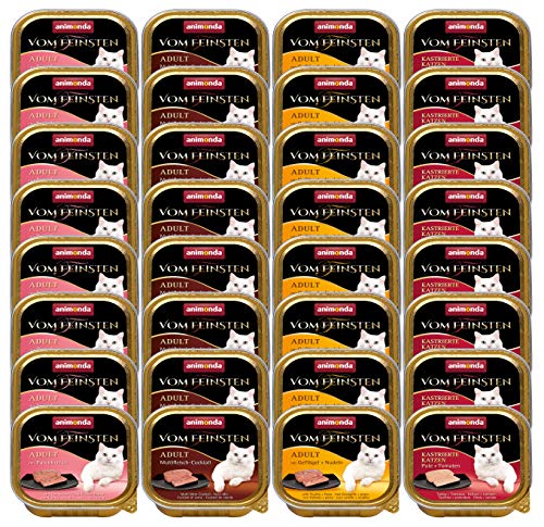 Comida para gatos animonda Vom Feinsten Adult, comida húmeda para gatos adultos, pack mixto con deliciosa variedad de carnes, 32 x 100 g
