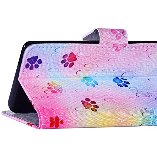 Compatible con Huawei Nova 7 SE funda de teléfono móvil, funda de piel con estampado multicolor, funda con cierre magnético, tarjetero, resistente a los arañazos, diseño de huellas de los pies