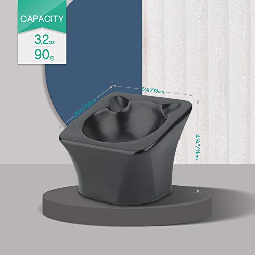 ComSaf Comedero de cerámica para Gatos, Cuenco para Gatos Inclinado 15 °, Cuenco para Comida y Bebida para Perros y Gatos, Cuenco de alimentación de Agua Antideslizante Fressnapf Gato Negro