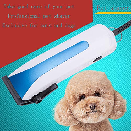 Con cable Clippers perro, mascota Clippers kits de cuidado personal, de poco ruido eléctrico Pet Trimmer Trimmer pelo con peines 4 Guía de tijeras de uñas Kits Clipper para el gato del perro,Azul