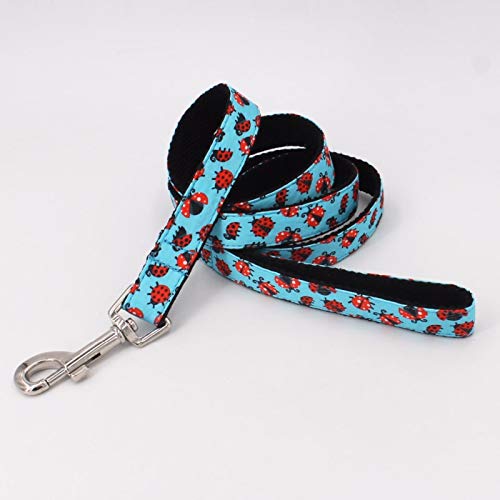 Conjunto de Collar y Correa para Perro con Lazo Bonito patrón de Mariquita Collar Grande para Perros y Gatos pequeños Accesorios para Mascotas-Lazo, XL