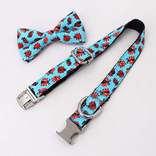 Conjunto de Collar y Correa para Perro con Lazo Bonito patrón de Mariquita Collar Grande para Perros y Gatos pequeños Accesorios para Mascotas-Lazo, XL