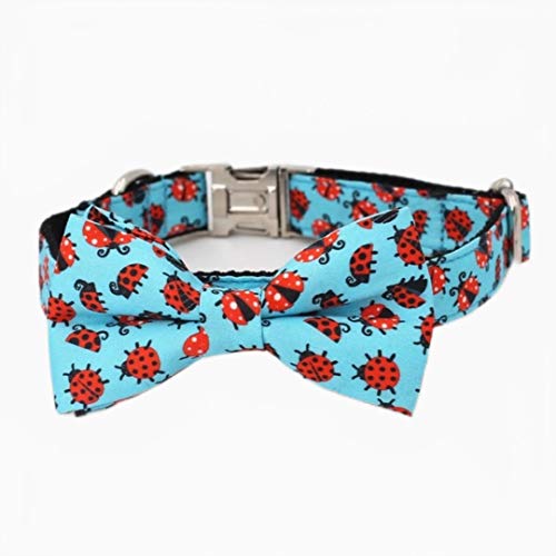 Conjunto de Collar y Correa para Perro con Lazo Bonito patrón de Mariquita Collar Grande para Perros y Gatos pequeños Accesorios para Mascotas-Lazo, XL