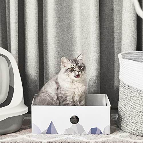 Conlun - Alfombrillas rascadoras para Gatos, Poste rascador para Gatos, rascador portátil de cartón Corrugado para Gatos con Caja para rascar Gatos y diseño de Orificio Interactivo - Grande - Blanco