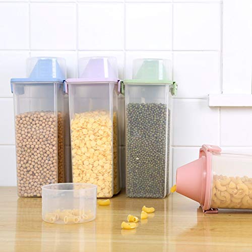 Contenedor de almacenamiento de alimentos para mascotas con taza medidora, boquilla de vertedor y hebillas de sellado dispensador de alimentos para perros y gatos (morado)