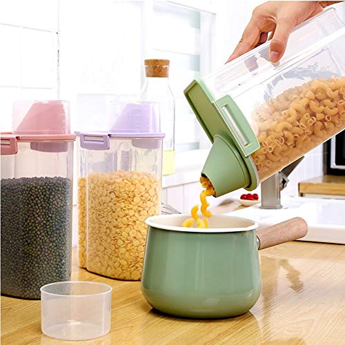 Contenedor de almacenamiento de alimentos para mascotas con taza medidora, boquilla de vertedor y hebillas de sellado dispensador de alimentos para perros y gatos (morado)