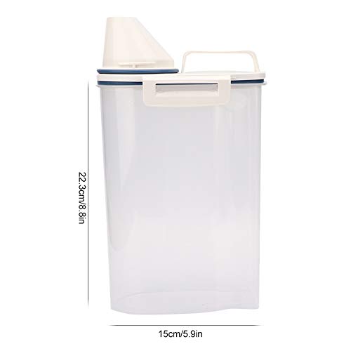 Contenedor de almacenamiento de alimentos, recipiente hermético para alimentos para mascotas con taza medidora Boquilla de vertido Cubo sellado Caja de almacenamiento a prueba de humedad para perro ga