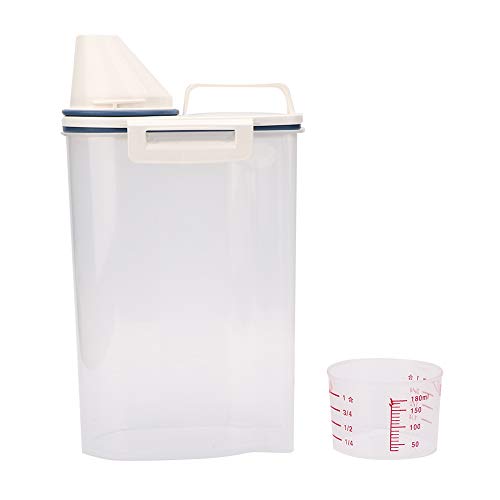 Contenedor de almacenamiento de alimentos, recipiente hermético para alimentos para mascotas con taza medidora Boquilla de vertido Cubo sellado Caja de almacenamiento a prueba de humedad para perro ga
