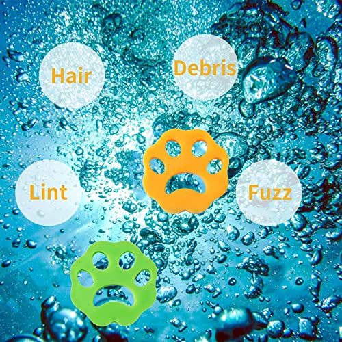 COOLEAD Quitapelos para Mascotas Lavadora Bola de Lavado Depiladora de Mascotas Lavandería Mascota Removedor Filtros de Pelusa de Reutilizables para Pelo de Perro Gato Pet Hair Remover (Naranja+Verde)
