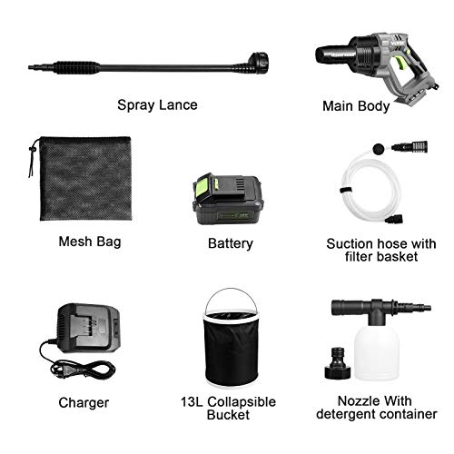 Cordless Pressure Washer, 20V 4.0Ah MAX 380 PSI VARSK Portable Pressure Washer, Battery and Charger Included, Suitable for...
