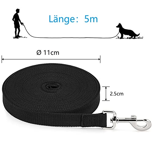 Correa de Adiestramiento para Perros, 5m/ 10m/ 15m/ 20m Correa de Perro, Correa de Ejercicio con Asa Acolchada, Correa de Adiestramiento Robusta Hecha de Nailon para Perros Grandes y Pequeños - 5m