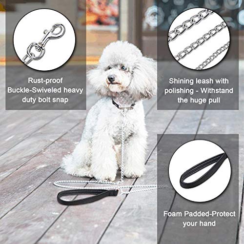 Correa para Perro, de Acero, Correa del Perro Resistente, Mango de Piel sintética para Perro, 120 cm