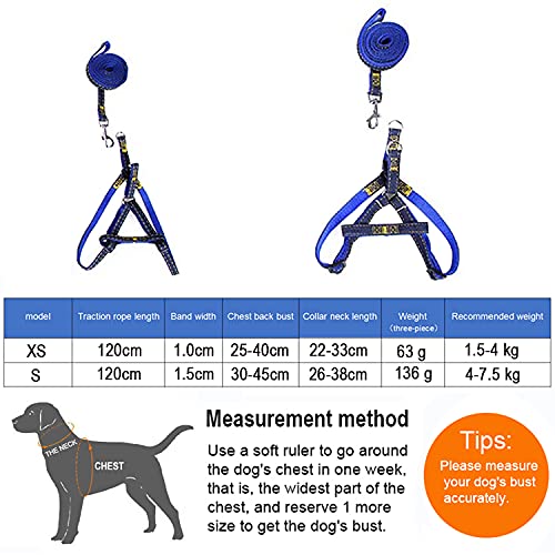 Correas para Perros y Correa para el Pecho para Perros y Collar para Perros Traje de Tres Piezas, Material de Mezclilla, Adecuado para Perros y Gatos pequeños y medianos (Rosa, XS)