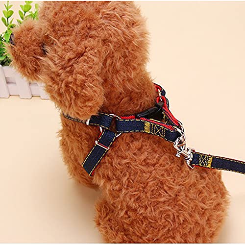 Correas para Perros y Correa para el Pecho para Perros y Collar para Perros Traje de Tres Piezas, Material de Mezclilla, Adecuado para Perros y Gatos pequeños y medianos (Rosa, XS)