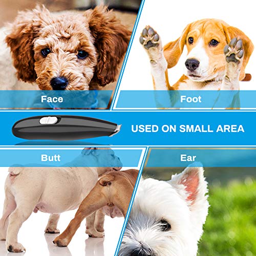 Cortapelos para perros,Welltop cortapelos para peluquería para perros Recortador de pelo recargable inalámbrico eléctrico para mascotas para el pelo alrededor de la cara, ojos, orejas, patas(Negro)