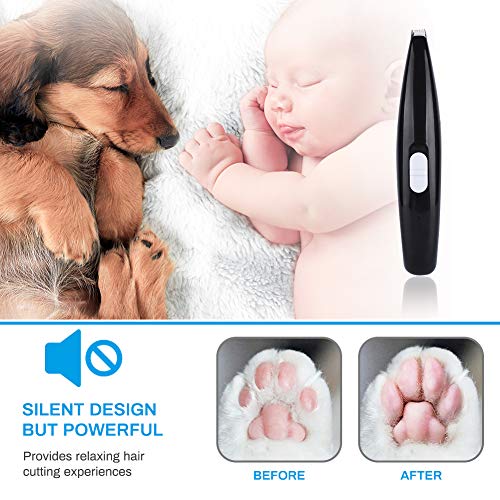 Cortapelos para perros,Welltop cortapelos para peluquería para perros Recortador de pelo recargable inalámbrico eléctrico para mascotas para el pelo alrededor de la cara, ojos, orejas, patas(Negro)