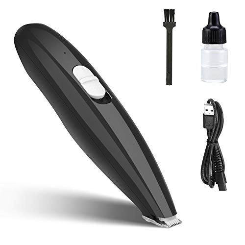 Cortapelos para perros,Welltop cortapelos para peluquería para perros Recortador de pelo recargable inalámbrico eléctrico para mascotas para el pelo alrededor de la cara, ojos, orejas, patas(Negro)