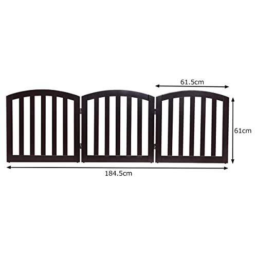 COSTWAY Barrera de Seguridad para Perros Valla Protección de Madera Plegable para Habitación Puerta Escalera (3 Paneles, marrón)