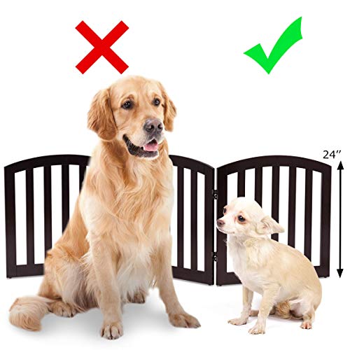 COSTWAY Barrera de Seguridad para Perros Valla Protección de Madera Plegable para Habitación Puerta Escalera (3 Paneles, marrón)