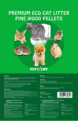 COSY LIFE Arena para Gatos Premium Eco – Pellets de Madera de Pino – Aroma de Pino Natural – 30 l