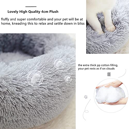 Cozywind Cama para Perros y Gatos, 50 cm de Diámetro, de Felpa Gruesa, Redonda, para Mascotas, Buen Diseño Antideslizante (50cm, Gris Claro)