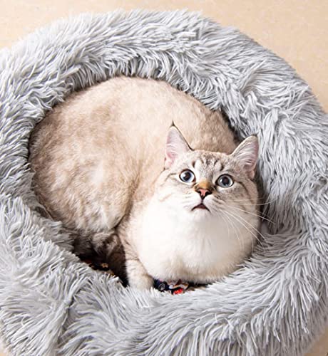 Cozywind Cama para Perros y Gatos, 50 cm de Diámetro, de Felpa Gruesa, Redonda, para Mascotas, Buen Diseño Antideslizante (50cm, Gris Claro)