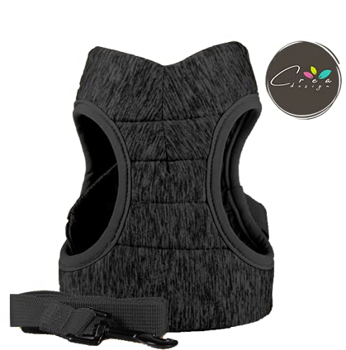 Crea CLEA - Arnés para gatos ultraligero y cómodo, con correa, bolsa de regalo incluida y un colorido juego de regalo (M, negro)
