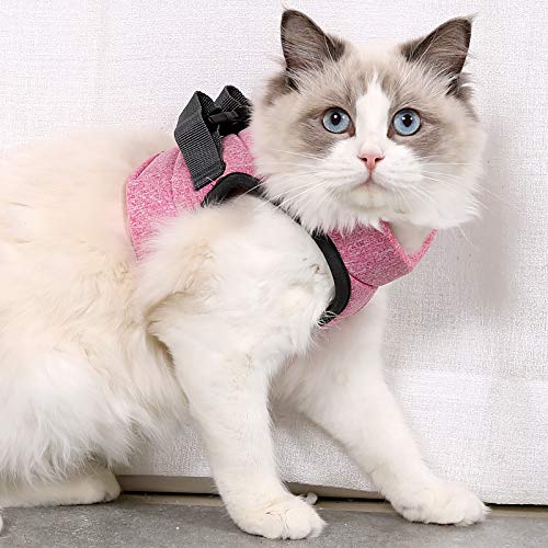 Crea CLEA - Arnés para gatos ultraligero y cómodo, con correa, bolsa de regalo incluida y un colorido juego de regalo (M, rosa)