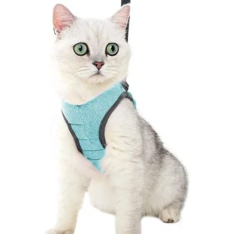 Crea CLEA - Arnés para gatos ultraligero y cómodo, con correa, bolsa de regalo incluida y un colorido juego de regalo (S, verde)