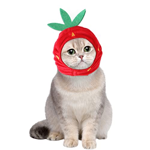 Creativo Vestido de Cabeza Gato Gato Soseas De Fresa Mascotas Suministros Divertidos Gato Vacaciones Decoración De La Decoración De La Cabeza Sombrero De Mascota Regalo Gato De Sombrero De Masco