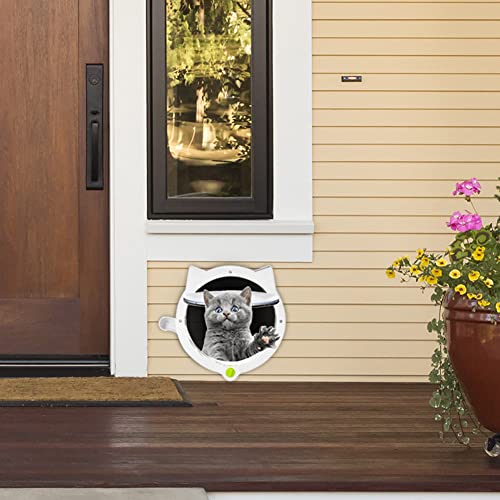 CRGANGZY Puerta abatible para Gatos y Perros, Puerta de Entrada Exterior Interior para Gatitos, Puerta para Mascotas, Puerta de Ventana para Perros, Puerta abatible Redonda para Cachorros (Blanco)