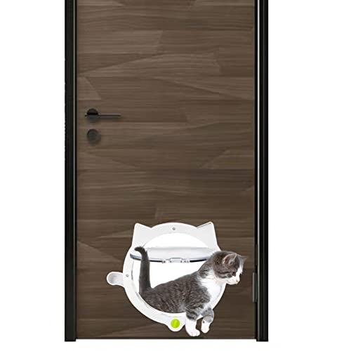 CRGANGZY Puerta abatible para Gatos y Perros, Puerta de Entrada Exterior Interior para Gatitos, Puerta para Mascotas, Puerta de Ventana para Perros, Puerta abatible Redonda para Cachorros (Blanco)