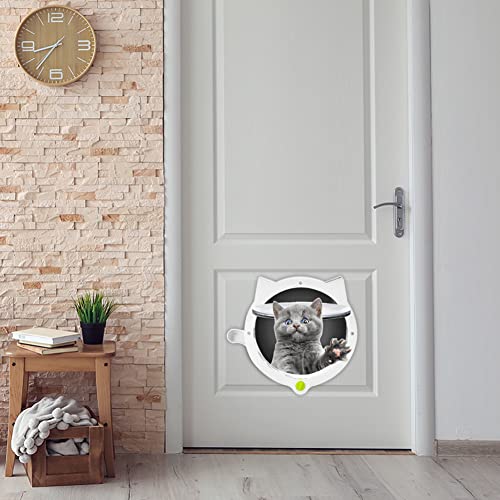 CRGANGZY Puerta abatible para Gatos y Perros, Puerta de Entrada Exterior Interior para Gatitos, Puerta para Mascotas, Puerta de Ventana para Perros, Puerta abatible Redonda para Cachorros (Blanco)