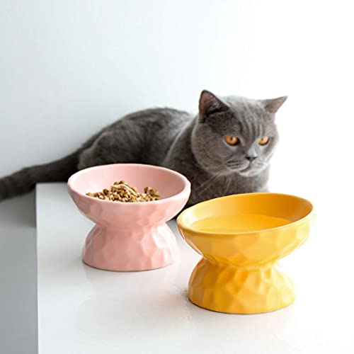 Criado Gato De Cerámica Cuencos Perros Pequeños Cuencos Inclinado Tazón Gato Proteja De La Columna Vertebral para Mascotas Anti Vómitos Pet Food Cubeta De Alimentación para Gatos, Gatito y