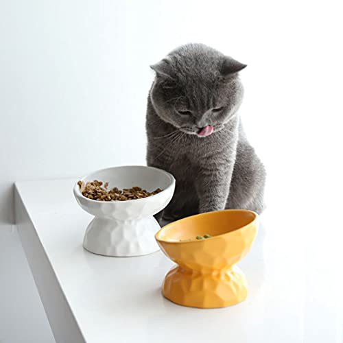 Criado Gato De Cerámica Cuencos Perros Pequeños Cuencos Inclinado Tazón Gato Proteja De La Columna Vertebral para Mascotas Anti Vómitos Pet Food Cubeta De Alimentación para Gatos, Gatito y