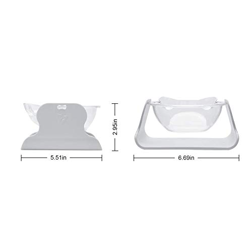 Cuenco ajustable para gatos de 15 grados, inclinado, con forma de oreja, color blanco transparente