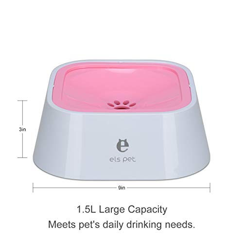 Cuenco de agua flotante para mascotas, 1,5 l, alimentador de agua lenta, sin derrames, antidesbordamiento, antiasfixia